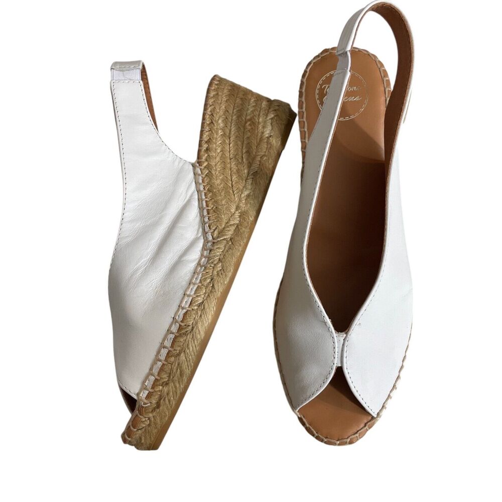Toni Pons Original 42 (11) White Bernia-p Espadrille Wedge Leather‎ Sandal